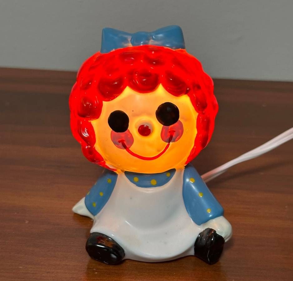 Vintage Raggedy Ann Doll Ceramic Nite Light And Perfume Burner By Irice