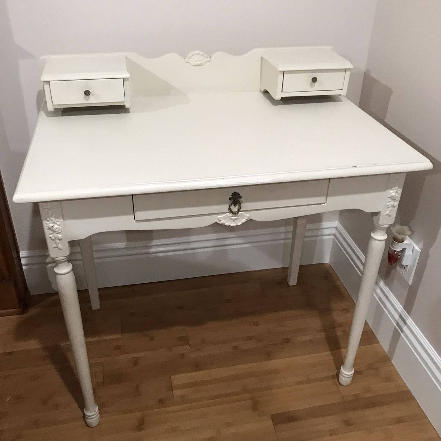 Antique Desk Shabby Chic White Cream