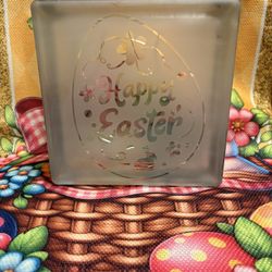 New Easter Etched Glass Block