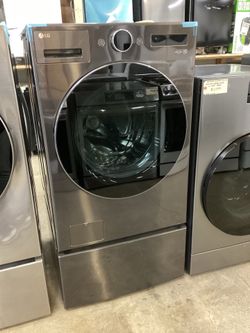 LG 5.0 cu.ft. Smart Front Load Washer w/ Pedestal Storage Drawer, AI Digital Dial, Steam and TurboWash 360