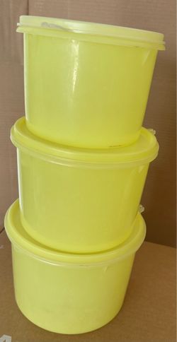 Yellow Tupperware Plastic Food Storage Containers Set of 3