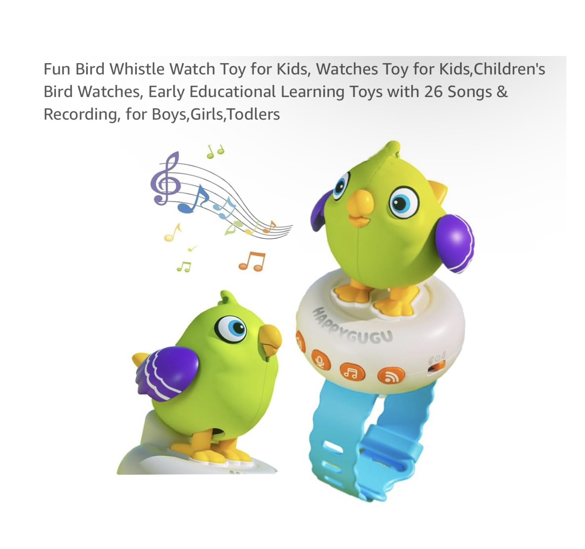 Brand new Fun Bird Whistle Watch Toy for Kids, Watches Toy for Kids,Children's Bird Watches, Early Educational Learning Toys with 26 Songs & Recording