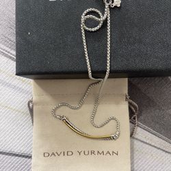 David yurman sterling silver 14k gold cross smiley face pendant necklace