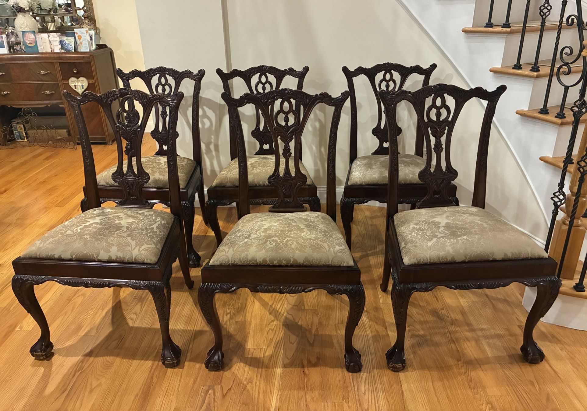 Set of 12 Stunning Maitland Smith Philadelphia Chippendale Mahogany Dining Chairs, $1,400.