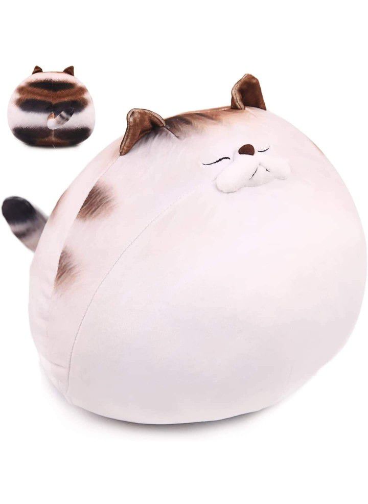15.7" Chubby Cat Plush Pillow, Cute Fat Kitty Stuffed Animal Soft Kitten Adorable Hugging Pillow Anime Squishy Plushies, Kawaii Funny Toy Birthday Xma