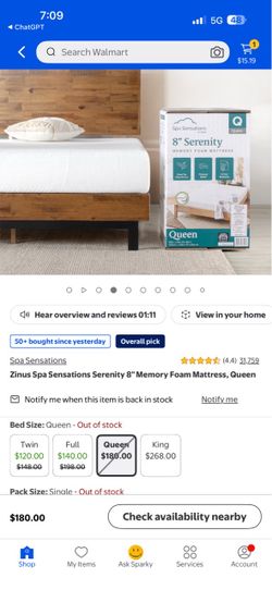 Brand New Queen 8” Zinus Serenity Memory Foam Mattress – Sealed in Box
