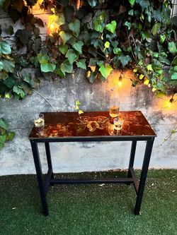 Console Table bar height - hand painted elephant