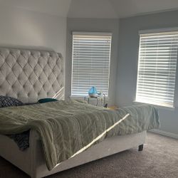 King size bedframe with mattress Upholstered