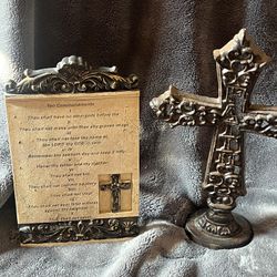 Cast Iron Faith Cross & Commandments