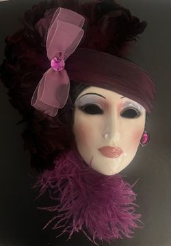 Vintage Porcelain Lady Face Masks Wall Decor