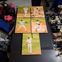 Derek Jeter Set Of 5 Photo Prints On Aluminum Float Hangers With Wall Bumper, Has A Floating Effect, Each One Is 10 x 8
