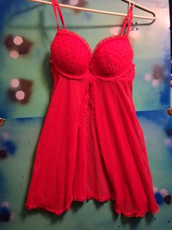 Red Babydoll Lingerie with Ruffle Trim