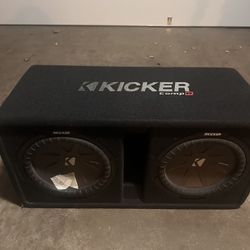 KICKER - CompR Dual 12" Dual-Voice-Coil 2-Ohm Subwoofers with Enclosure - Black 4.8(298)