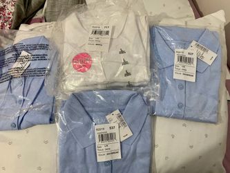 6 Girls Uniform Shirts 3 White 3 Blue