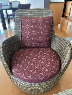 Oversized Swivel Accent Chair Woven With Cushions Included