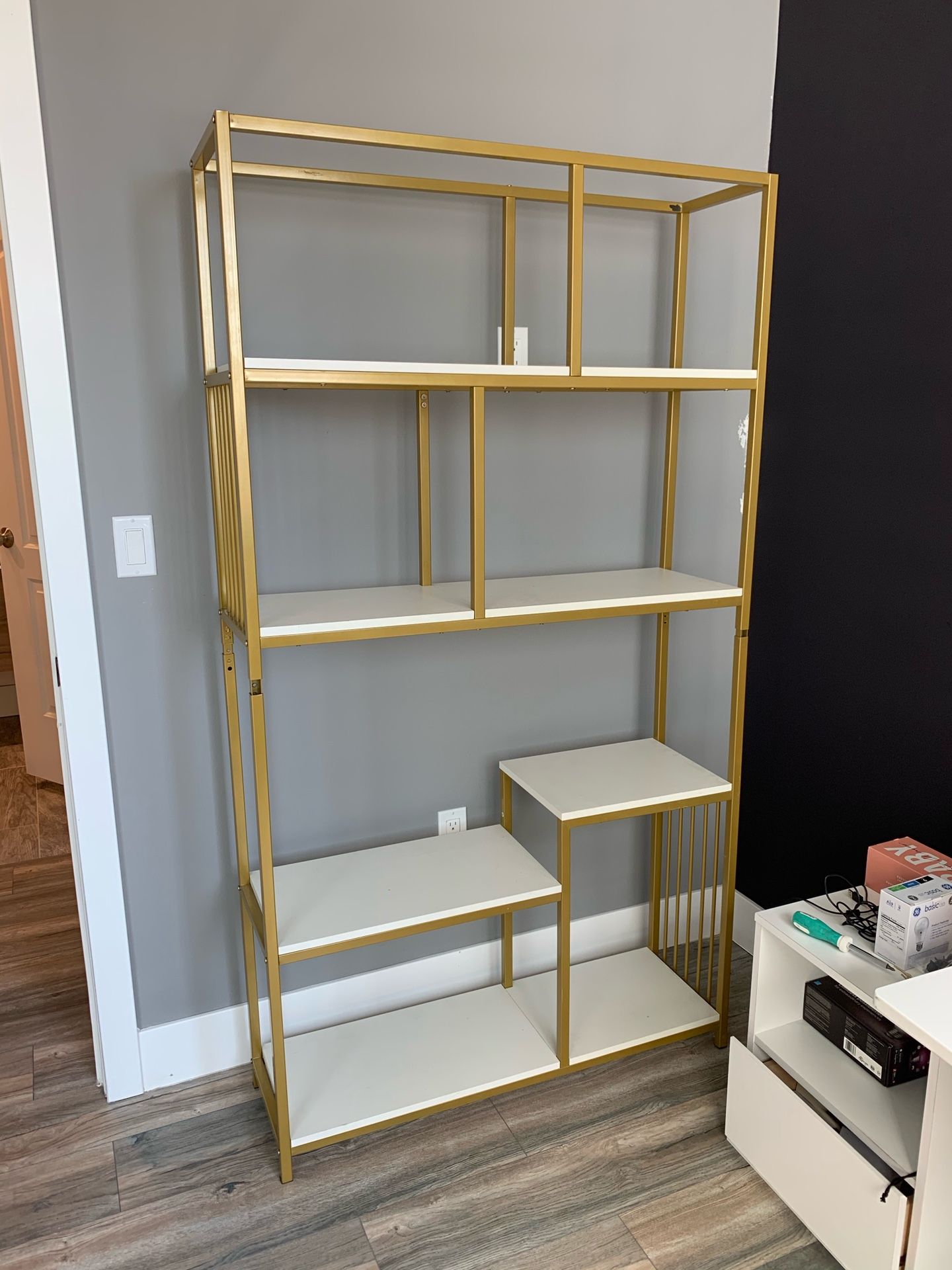 White and Gold bookcase
