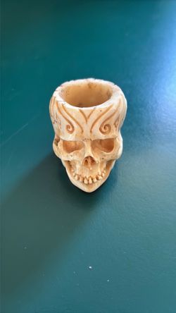 Buffalo bone skull carving