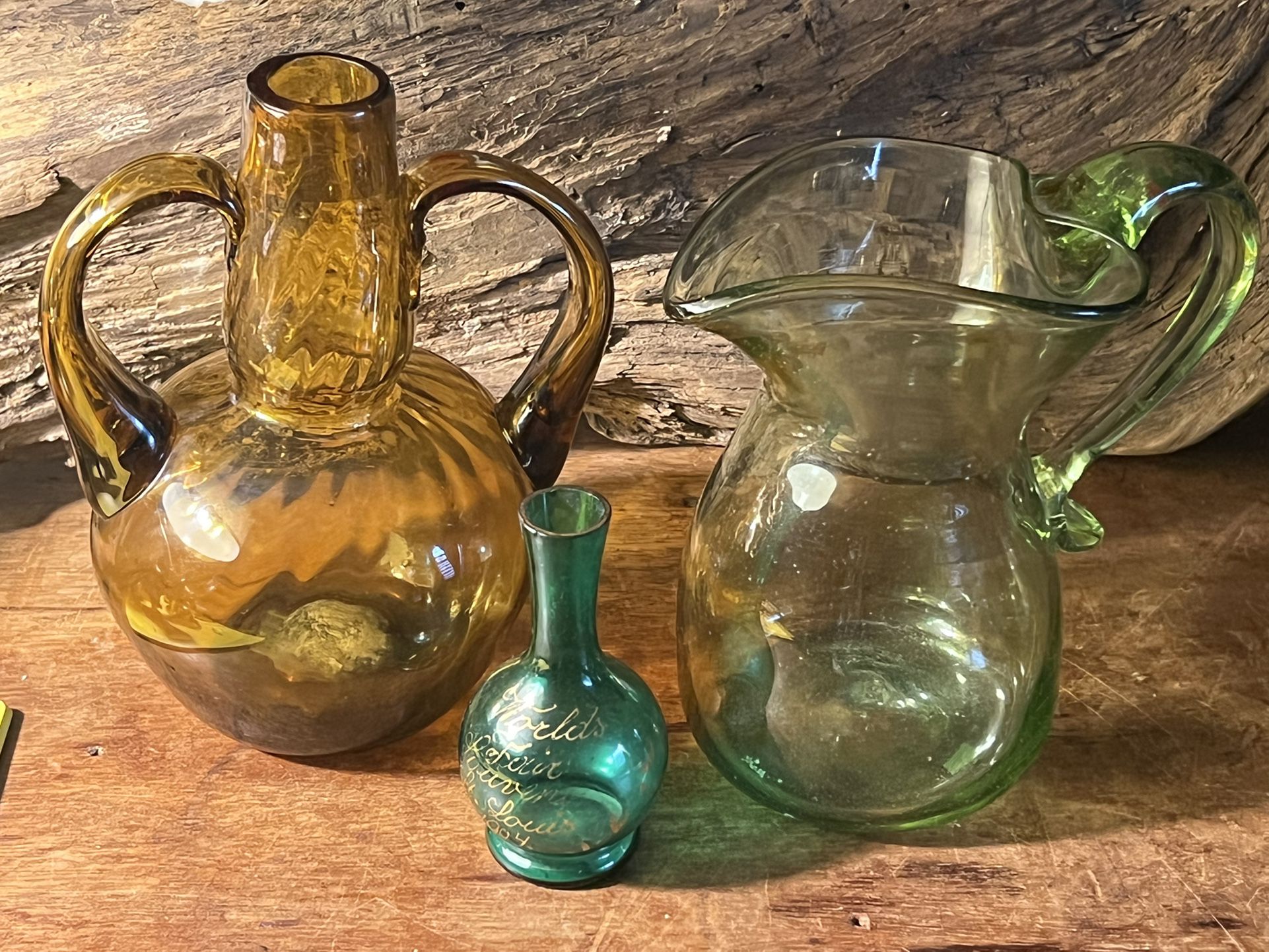 Lot Of 3 Vintage Antique Glass Collectibles Bottles