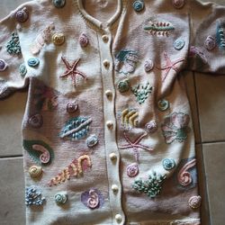 Vintage Christine Foley Seashell Cardigan 