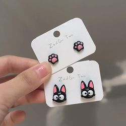NEW Studio Ghibli Anime Kiki Delivery Service Jiji Black Cat Set of 2 pairs earrings