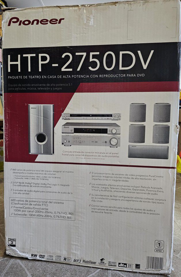 Brand New Pioneer HTP-2750DV 860 watt 5.1-Channel Home Theater System