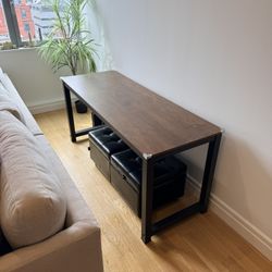 Modern Walnut/Black Desk W/ Chair