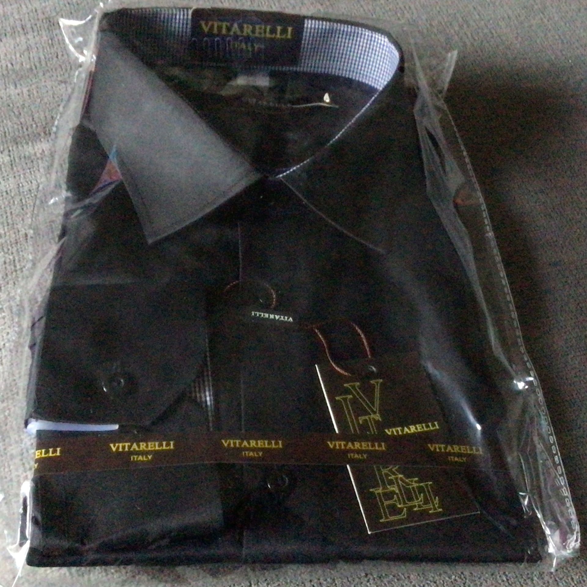 Vitarelli Italy Men’s Casual Dress Shirt Size Xl Designer Black Color