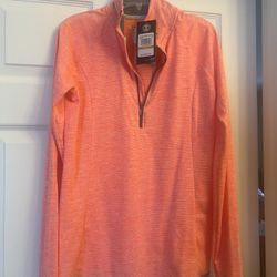 Under Armour Bright Coral Half-Zip Top—-Size Small
