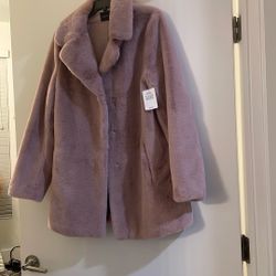 New Faux Fur Rose Coat Size Small
