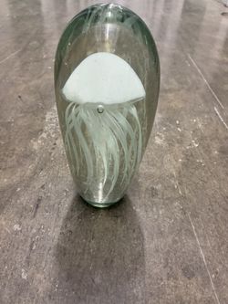 Blown Glass Jellyfish Paperweight 
