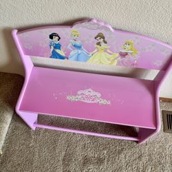Kid’s Bench - Shoe Bench- Disney Princess Bench - Little Girl Wood Pink Bench