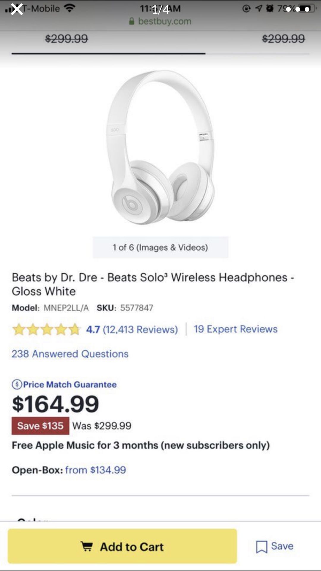 Brand new Beats by Dr. Dre - Beats Solo³ Wireless Headphones - Gloss White