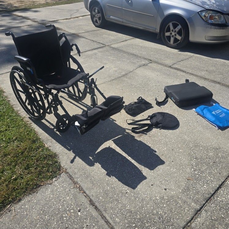 Wheelchair With Elevated Footrests And Lots Of Extras!