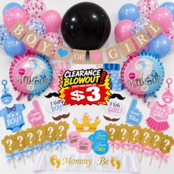 Gender Reveal Party Decorations Kit – Boy or Girl Balloons, Pink and Blue Baby Shower Supplies