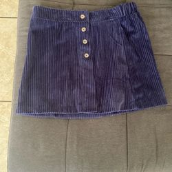 Navy Blue Corduroy Skirt Size L (14)