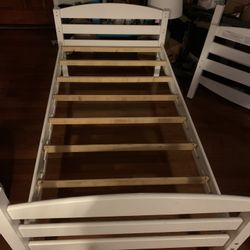 2 White Wooden Twin Beds 