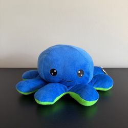 Goffa Octopus Plush Stuffed Animal Blue Green Smiley Face Embroidered 11 Inch