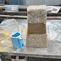 Cat Scratching Post With Cat Litter Box Handheld Cleaner