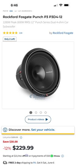 Rockford Fosgate Punch P3D4-12 Car Subwoofer 12" Punch P3 Car Subwoofer