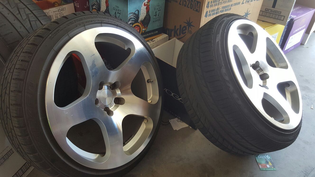 Still Available!!! Rotiform Nue 18 x 9.5 +35 for sale. Comes with tires 5x100 lug pattern. Frs brz 5 x 100