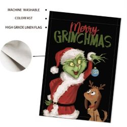 Grinch Christmas Garden Flag: Pack Of 2, BURLAP