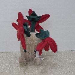 Linzy Toys Plush Plant Pal in a pot w Red Flowers stuffed toy Soft NWT