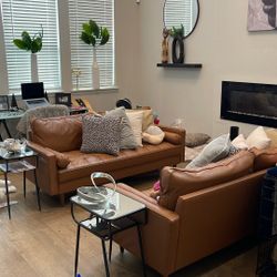 2 Faux Leather Rust Sofas