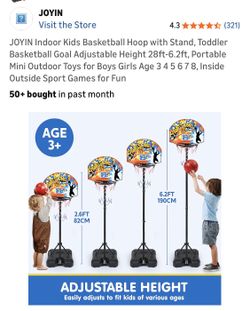 Joyin Adjustable 6’ Basketball Hoop, W Balls/Pump