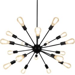 Black Sputnik Chandelier 18 Lights,Sputnik Light Fixture High Ceiling Hanging Chandeliers Mid Century Industrial Vintage Pendant Light, Foyer, Kitchen