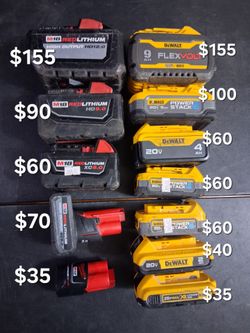Milwaukee & DeWalt Power Tool Batteries Lot