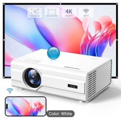 4K Smart Projector with WiFi6 And BT5.2, Native 1080P,