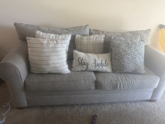 Grey Couch With Pillows (DOES NOT HAVE BED Pull Out)