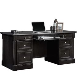  Sauder Palladia Executive Desk, Wind Oak finish