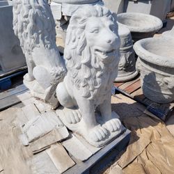 CEMENT LION STATUES  $350 EACH  ( 3' FEET TALL)